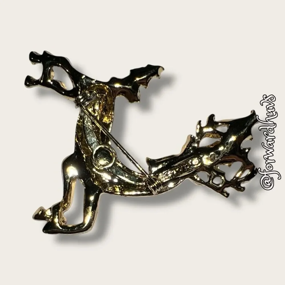 Vintage Gold Tone Reindeer “Gerry” Brooch
